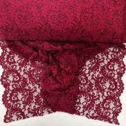 Double Scallop Lace - Scarlet 7 Double Scallop Lace - Scarlet -Croft Mill floral corded polyester lace dress fabric lace red