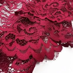 Double Scallop Lace - Scarlet 8 Double Scallop Lace - Scarlet -Croft Mill floral corded polyester lace dress fabric lace red fold