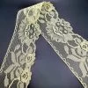 Polyester Flat Lace Trim - Belle - Yellow 2 Polyester Flat Lace Trim - Belle - Yellow -Croft Mill floral polyester flat lace net trimming belle yellow fold