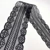 Polyester Flat Lace Trim - Daisy- Black 2 Polyester Flat Lace Trim - Daisy- Black -Croft Mill floral polyester flat lace net trimming daisy black fold