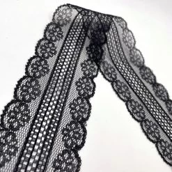 Polyester Flat Lace Trim - Daisy- Black