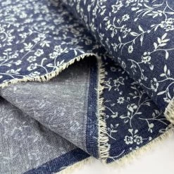 Heavenly - Victoria -Croft Mill floral print denim chambray fabric heavenly victoria fold