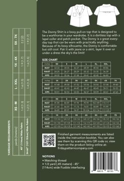 Friday Pattern Company - Donny Shirt Pattern 12 Friday Pattern Company - Donny Shirt Pattern -Croft Mill friday pattern company donny shirt sewing pattern back cover