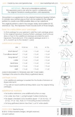 Made By Rae - Geranium Girls Dress Pattern (6-12yrs) -Croft Mill geranium childrens dress pattern by made by rae info