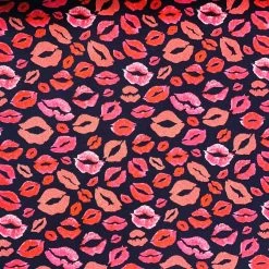 Glitter Jersey - Kiss Navy -Croft Mill glitter jersey kiss navy superior quality lips print pattern