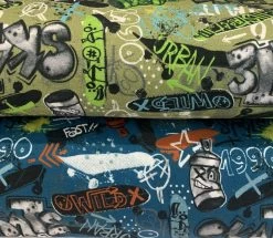 Graffiti Jersey - Olive -Croft Mill graffiti dititally printed jersey fabric group1