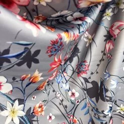 Gala Night -Croft Mill grey floral scuba jersey fabric gala night drape2