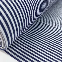 Henley - Navy -Croft Mill henley navy stripe white navy stripe cotton seersucker fabric r1