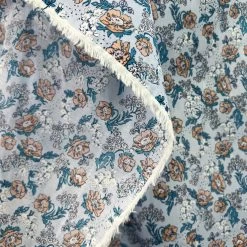 Iris Patch -Croft Mill iris patch sky blue floral cotton lawn printed dress fabric drape