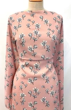 Sabrina 11 Sabrina -Croft Mill jk sabrina white black floral polyester crepe peach dress fabric maneqiun dress fabric photo