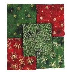 JL - Christmas Fat Quarter - Golden Holly -Croft Mill john louden christmas cotton fabric fat quarter golden holly top