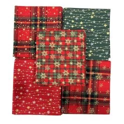 JL - Christmas Fat Quarter - Tartan Sparkle -Croft Mill john louden christmas cotton fabric fat quarter tartan sparkle top