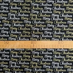 JL Christmas - Greetings Black -Croft Mill john louden merry christmas cotton fabric jl christmas greetings black ruler
