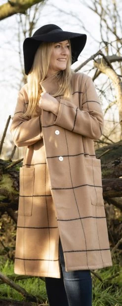 Madison - Tan 9 Madison - Tan -Croft Mill madison tan wool polyester brown check coating fabric model