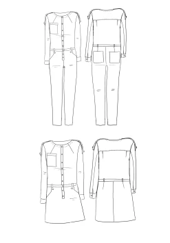 Maison Fauve - Vipère Jumpsuit Dress Pattern -Croft Mill maison fauve vip re jumpsuit dress pattern sketch gallery