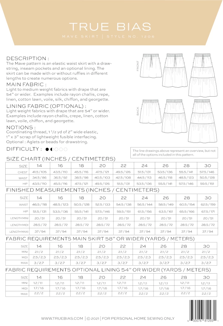 True Bias - Mave Skirt Pattern (Sizes 14-30) 4 True Bias - Mave Skirt Pattern (Sizes 14-30) - Image 2