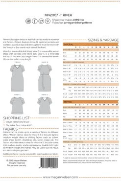 Megan Nielsen - River Dress & Top Pattern (Sizes 0-20) -Croft Mill megan nielsen river dress and top pattern back cover gallery
