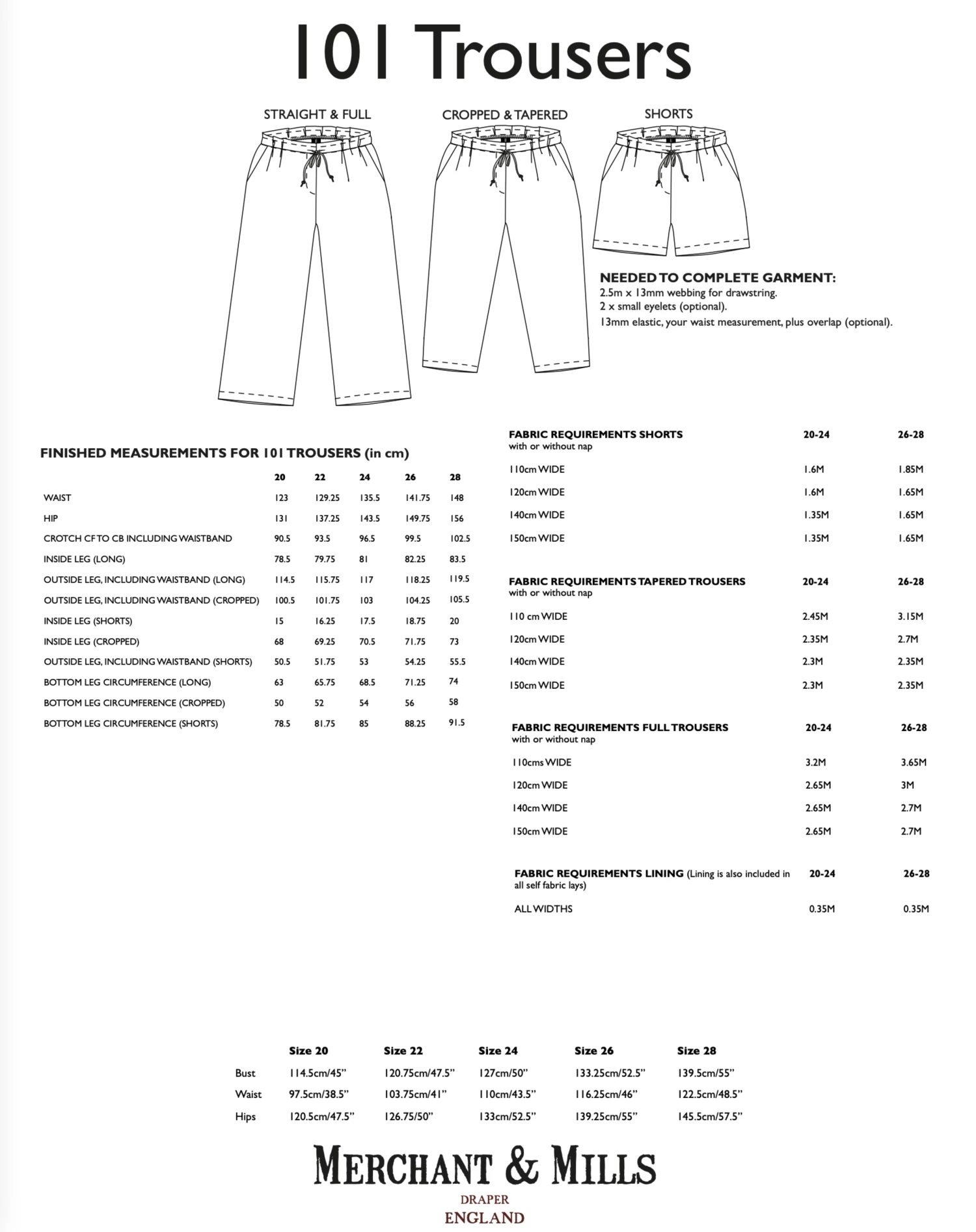 Merchant & Mills - 101 Trouser Sewing Pattern (Sizes 20-28) 5 Merchant & Mills - 101 Trouser Sewing Pattern (Sizes 20-28) - Image 3