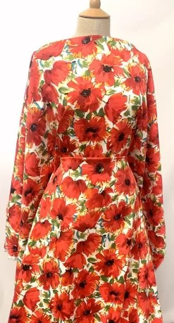 Not For The Dull Girls - Mel -Croft Mill not for the dull girls mel soft stretch cotton elastane dress material soft white red green flowers dress