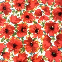 Not For The Dull Girls - Mel -Croft Mill not for the dull girls mel soft stretch cotton elastane dress material soft white red green flowers pattern