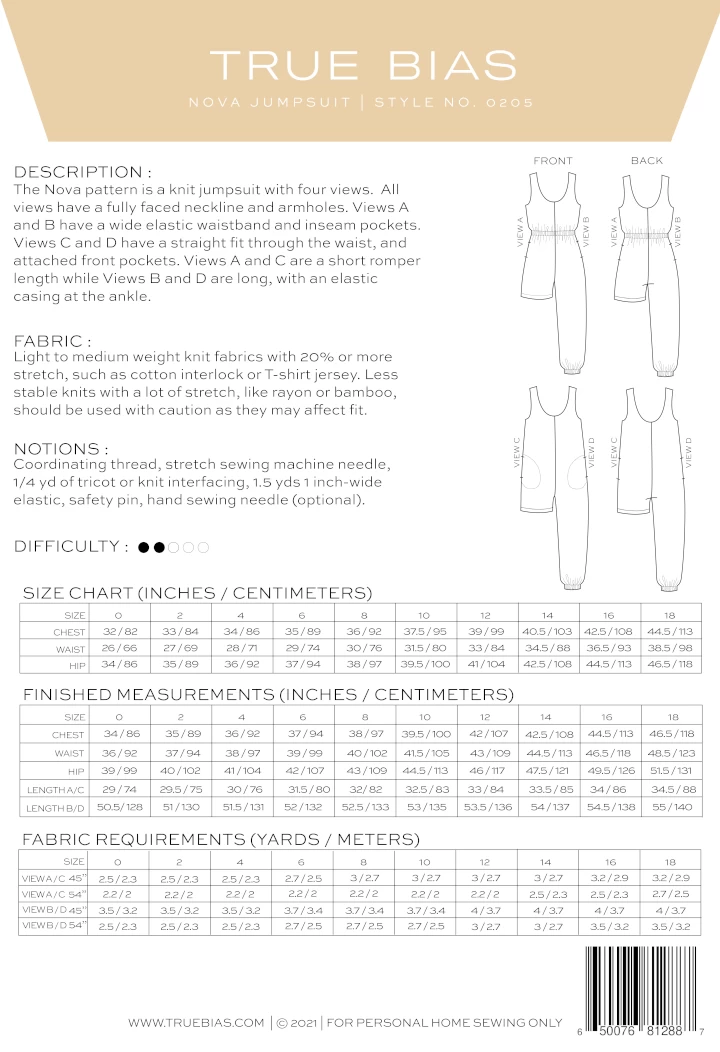 True Bias - Nova Jumpsuit Pattern (Sizes 0-18) - Image 2