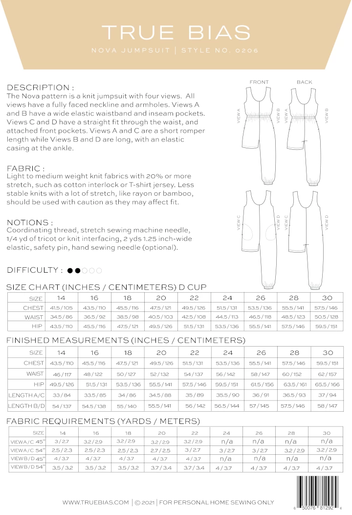 True Bias - Nova Jumpsuit Pattern (Sizes 14-30) 4 True Bias - Nova Jumpsuit Pattern (Sizes 14-30) - Image 2