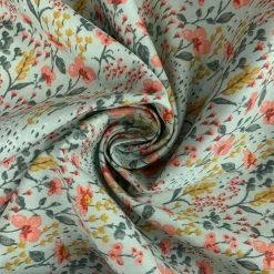 Organic Cotton - Efflorescence - Mint -Croft Mill organic cotton efflorescence mint floral gots and oeko tex standard 100 cotton poplin fabric swirl