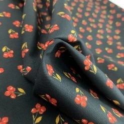 Organic Cotton - Petite Floral - Black -Croft Mill organic cotton petite floral black gots and oeko tex standard 100 cotton poplin fabric fold