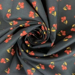Organic Cotton - Petite Floral - Black -Croft Mill organic cotton petite floral black gots and oeko tex standard 100 cotton poplin fabric swirl