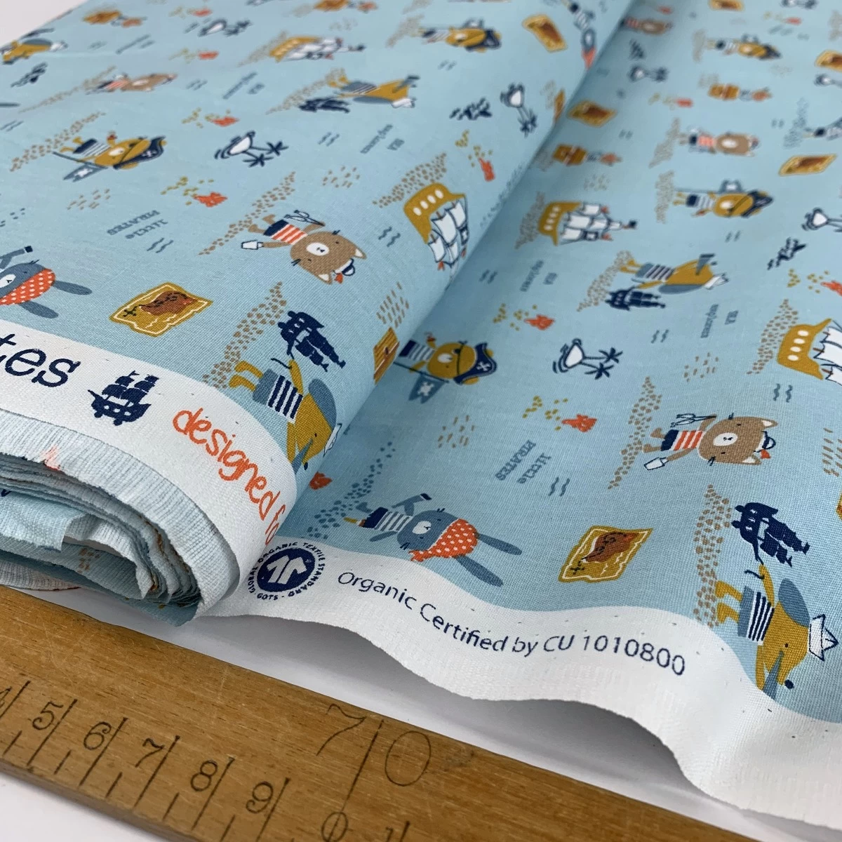 Organic Cotton - Treasure Hunt - Blue 4 Organic Cotton - Treasure Hunt - Blue - Image 2