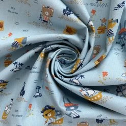 Organic Cotton - Treasure Hunt - Blue 10 Organic Cotton - Treasure Hunt - Blue -Croft Mill organic cotton treasure hunt blue gots and oeko tex standard 100 cotton poplin fabric swirl