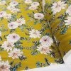 Passion - Ochre -Croft Mill passion ochre floral yellow dress cotton satin trousering fabric roll fabric photo