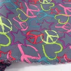 Peace Sign -Croft Mill peace sign funky rainproof anorak peace fabric roll