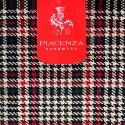 Piacenza Wool Cashmere - Red 8 Piacenza Wool Cashmere - Red -Croft Mill piacenza wool cashmere fabric red black overcheck label