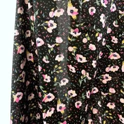 Pima Cotton Lawn - Bloom And Wild - Black -Croft Mill pima cotton lawn bloom and wild black delicate pink floral cream fine cotton lawn dress shirting fabric drape fabric photo