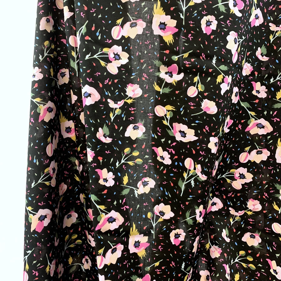Pima Cotton Lawn - Bloom And Wild - Black 5 Pima Cotton Lawn - Bloom And Wild - Black - Image 3
