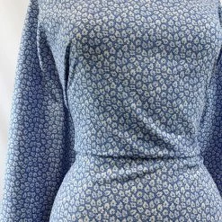 Pima Cotton Lawn - Sky Leaf -Croft Mill pima cotton lawn leaf sky fine cotton lawn leaf pattern close up drape long fabric photo custom