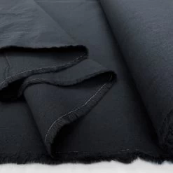 Stone Washed Luxury Cotton - Night -Croft Mill plain cotton poplin fabric stonewashed luxury cotton night fold