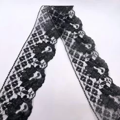 Polyester Flat Lace Trim - Claire - Black