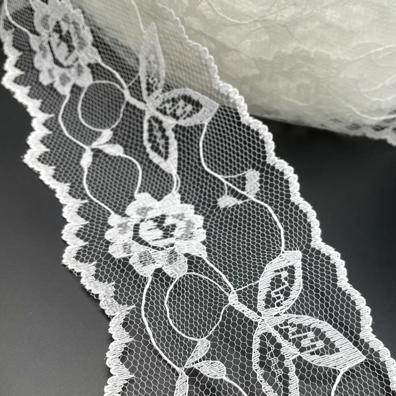 Polyester Flat Lace Trim - Grace - White 4 Polyester Flat Lace Trim - Grace - White - Image 2