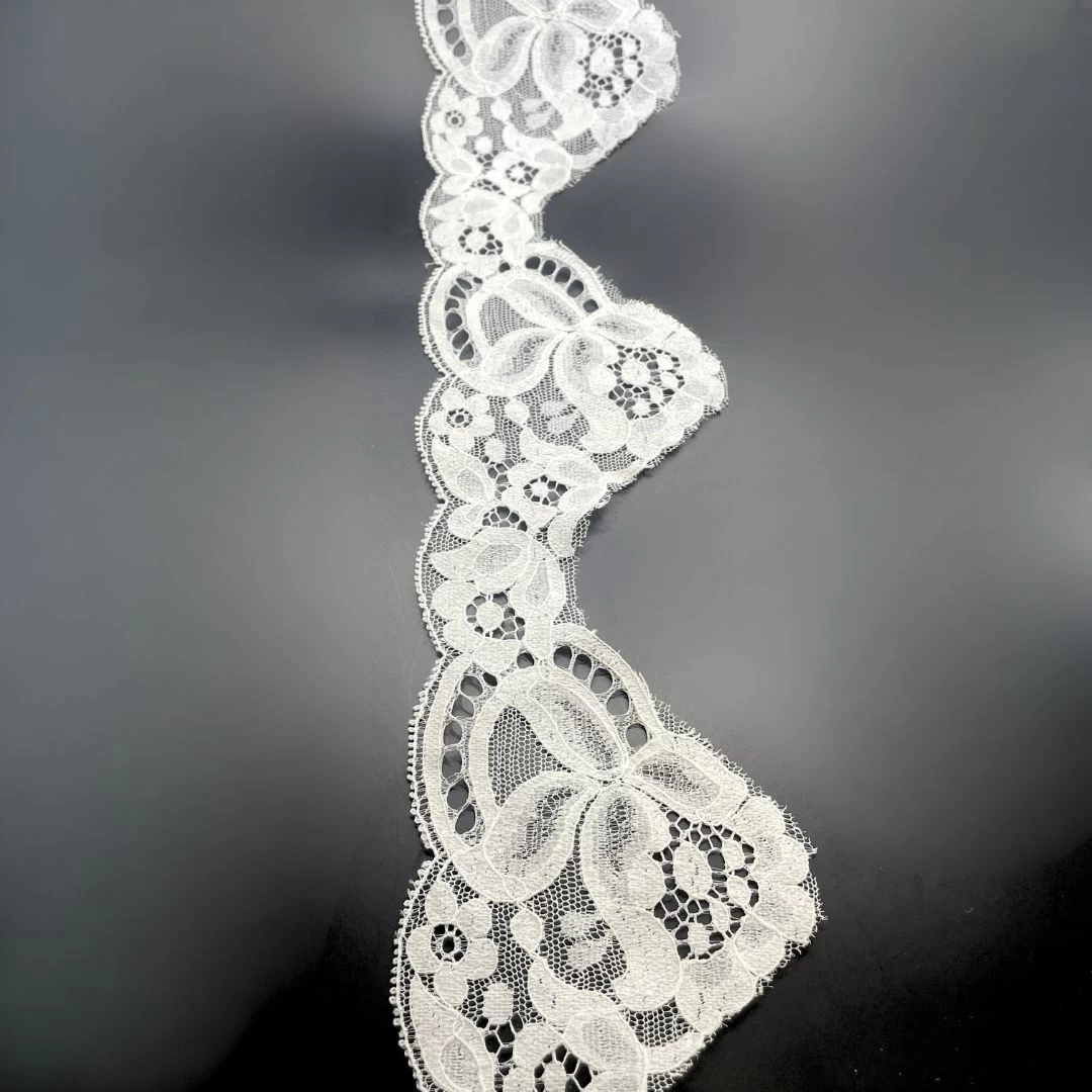Polyester Flat Lace Trim - Jess - Soft White 4 Polyester Flat Lace Trim - Jess - Soft White - Image 2