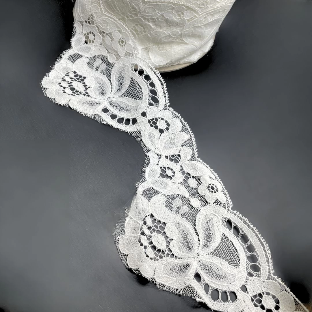 Polyester Flat Lace Trim - Jess - Soft White 3 Polyester Flat Lace Trim - Jess - Soft White