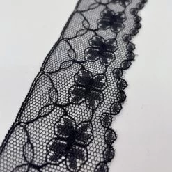 Polyester Flat Lace Trim - Lucy - Black 7 Polyester Flat Lace Trim - Lucy - Black -Croft Mill polyester flat lace trim lucy black full