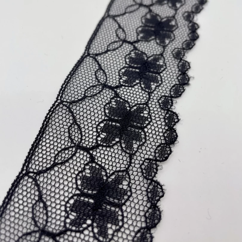 Polyester Flat Lace Trim - Lucy - Black 5 Polyester Flat Lace Trim - Lucy - Black - Image 3