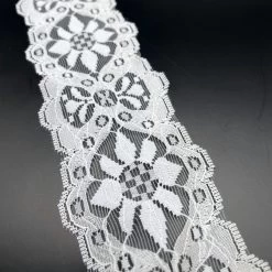 Polyester Flat Lace Trim - Summer - White -Croft Mill polyester flat lace trim summer white cu