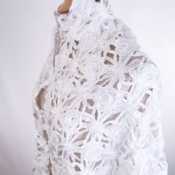 Something New -Croft Mill polyester ribboned lattice fabric ivory something new side