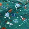 Premier – Space – Jade -Croft Mill premier rockets teal cotton elastane with rocket print fold