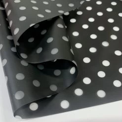 Printed PU Polyurethane - Polka - Black