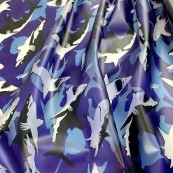 Printed PU Polyurethane - Shark 9 Printed PU Polyurethane - Shark -Croft Mill printed pu polyurethane shark coat bag material cu2