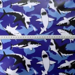 Printed PU Polyurethane - Shark 10 Printed PU Polyurethane - Shark -Croft Mill printed pu polyurethane shark coat bag material s